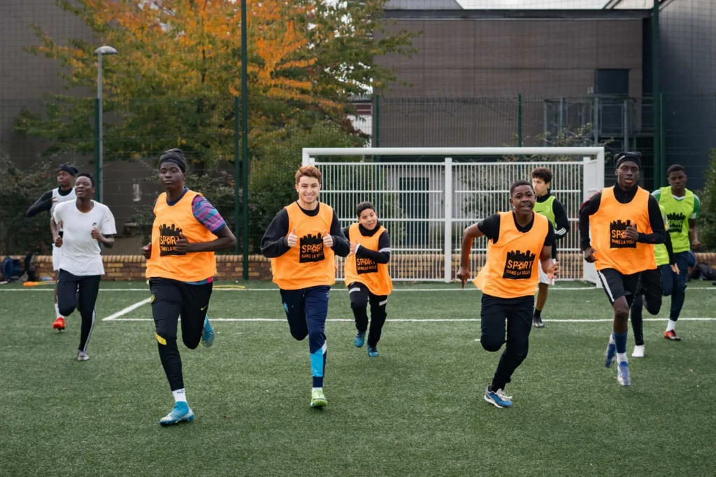 Young people on a soccer field
